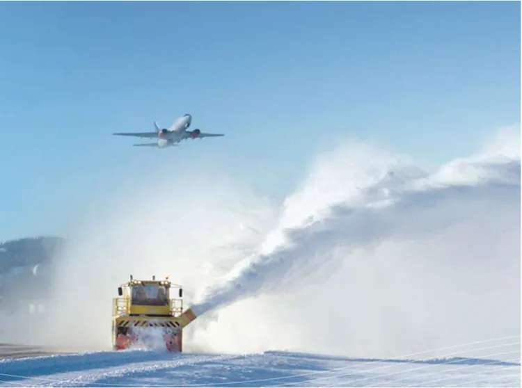 Flugfeldkehrfahrzeug im Wintereinsatz